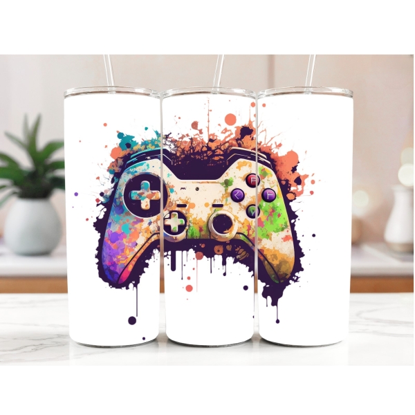 20 oz cup with gamer motif 2